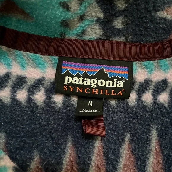 Patagonia Synchilla snap T laughing waters Aztec brown fleece pullover M read - Picture 3 of 16